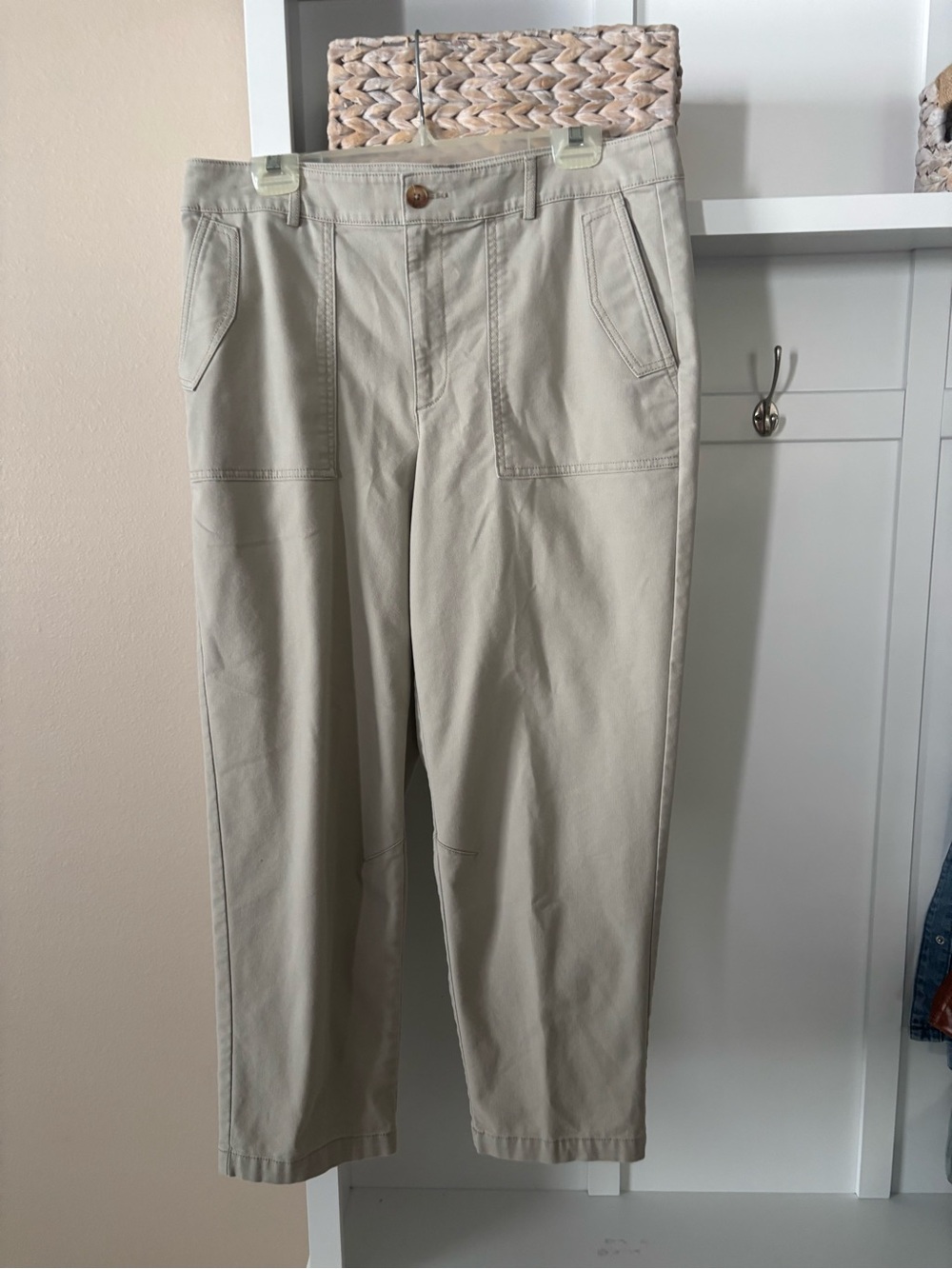 LOFT Straight-Leg Utility Pants in Light Tan
